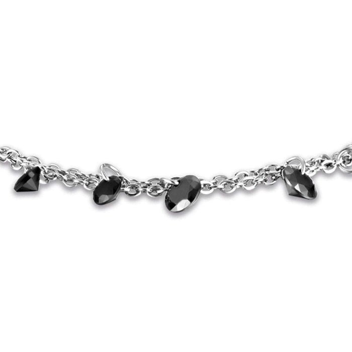 Bracciale in acciaio con cristalli neri