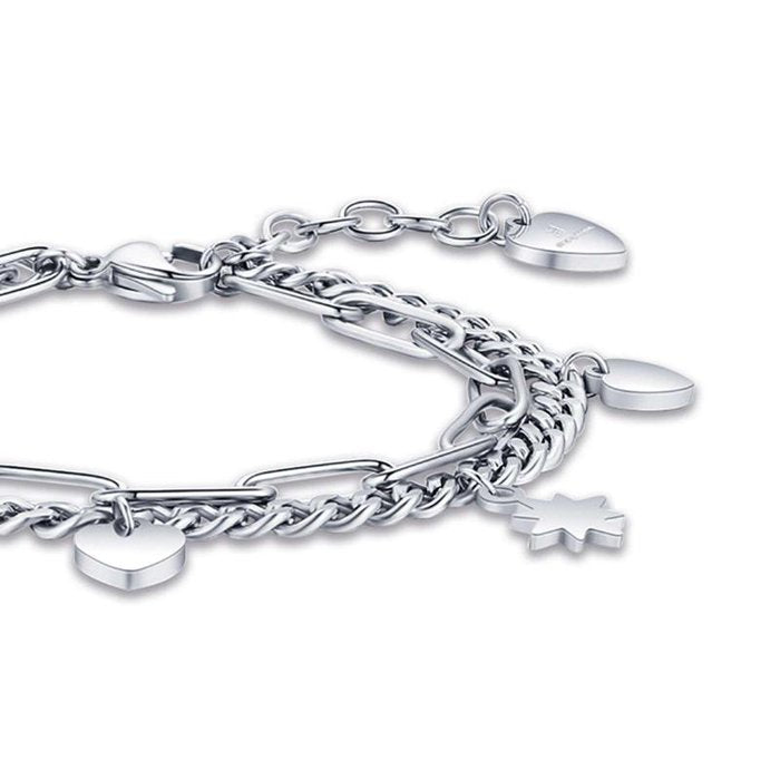 Bracciale in acciaio con cuori e stelle