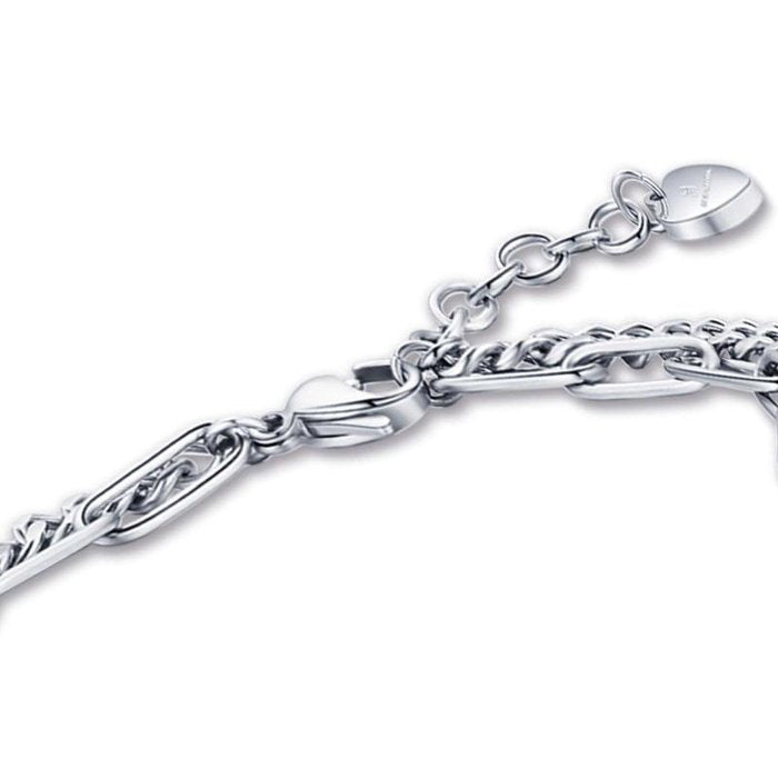 Bracciale in acciaio con cuori e stelle
