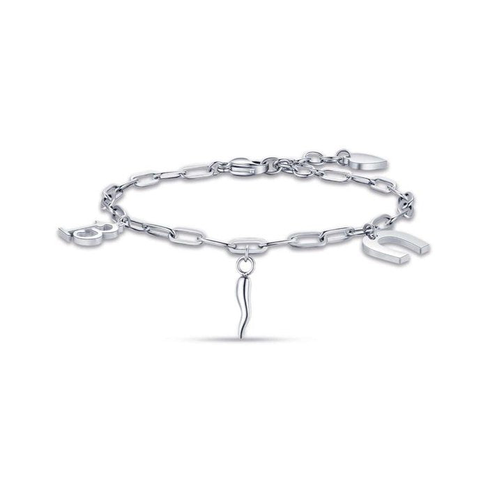 Bracelet en acier avec 13 fers à cheval et corne