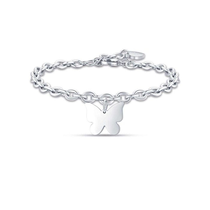 Bracciale in acciaio con farfalla