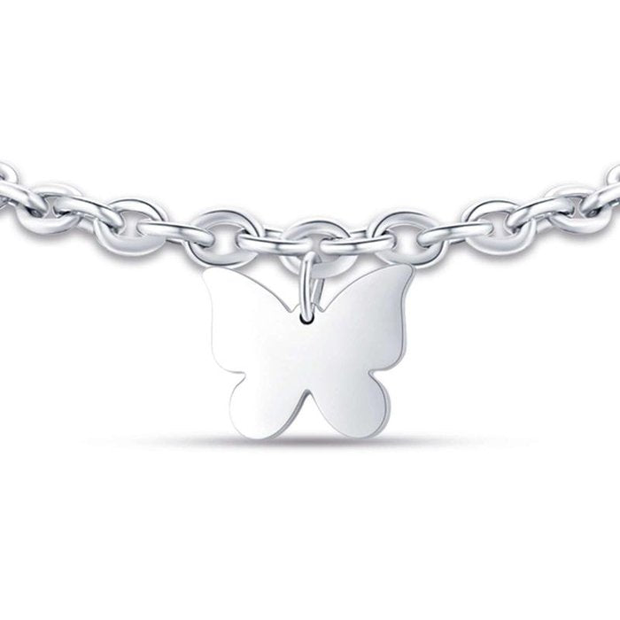 Bracciale in acciaio con farfalla