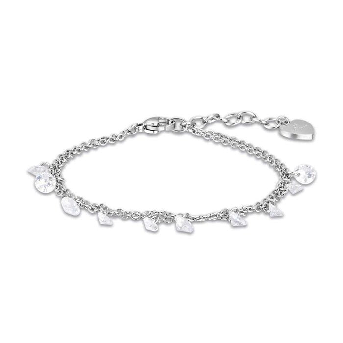 Steel bracelet with white crystals