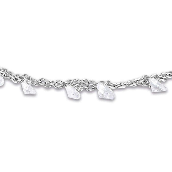 Steel bracelet with white crystals