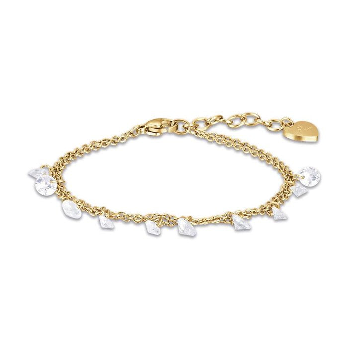 Bracciale in acciaio ip gold con cristalli bianchi