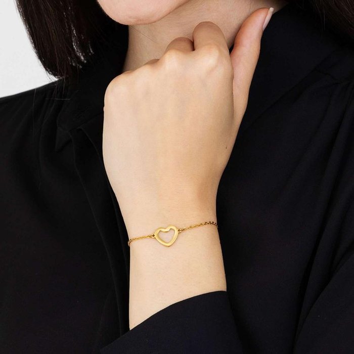 Bracciale in acciaio ip gold con cuore