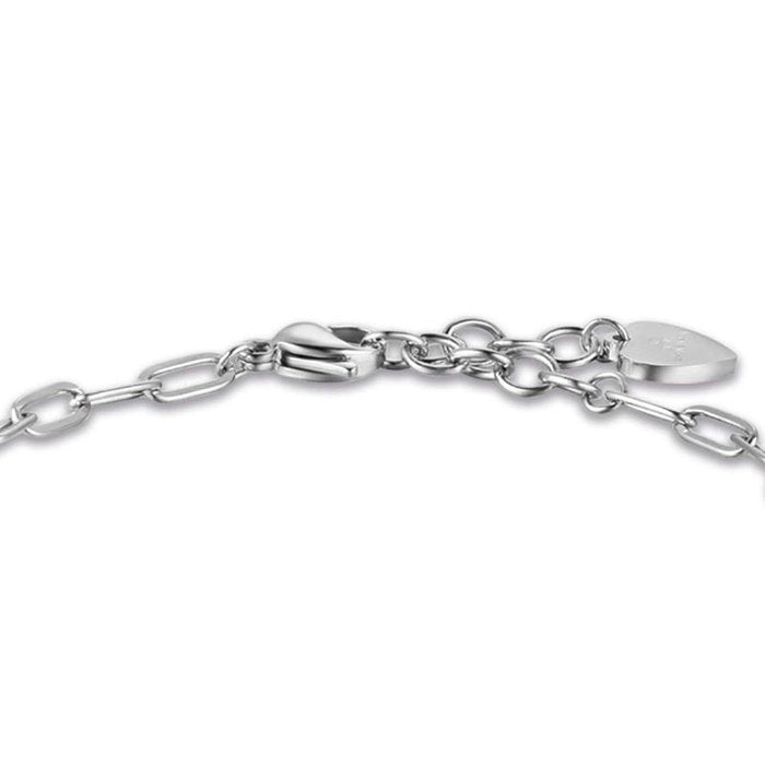 Bracciale in acciaio con quadrifoglio e cristalli bianchi