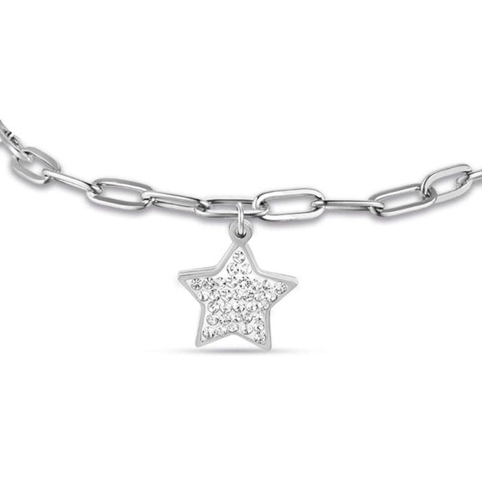 Bracciale in acciaio con stella e cristalli bianchi