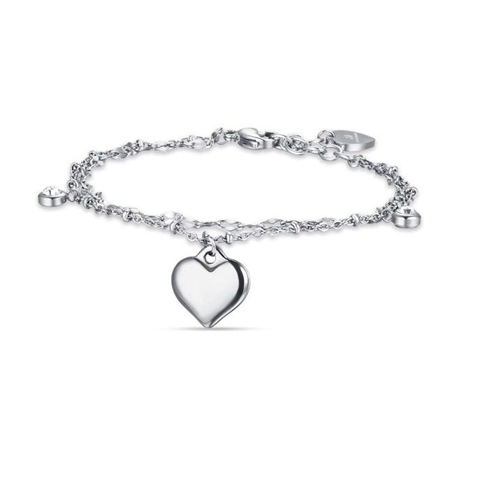 Bracciale in acciaio con cuore e cristalli bianchi