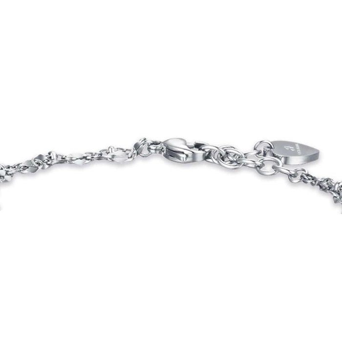 Bracciale in acciaio con cuore e cristalli bianchi