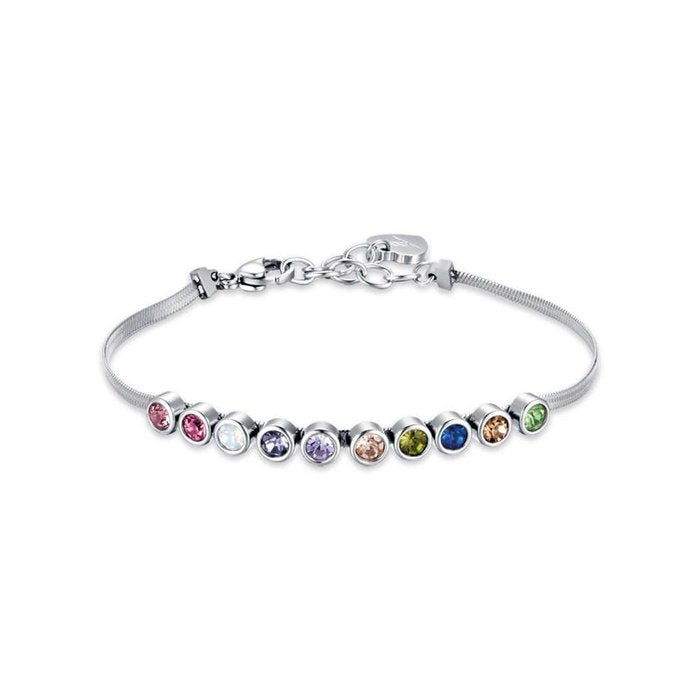 Bracciale in acciaio con pietre multicolor