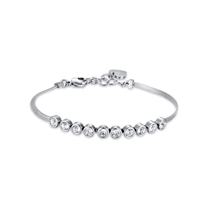 Bracciale in acciaio con pietre bianche