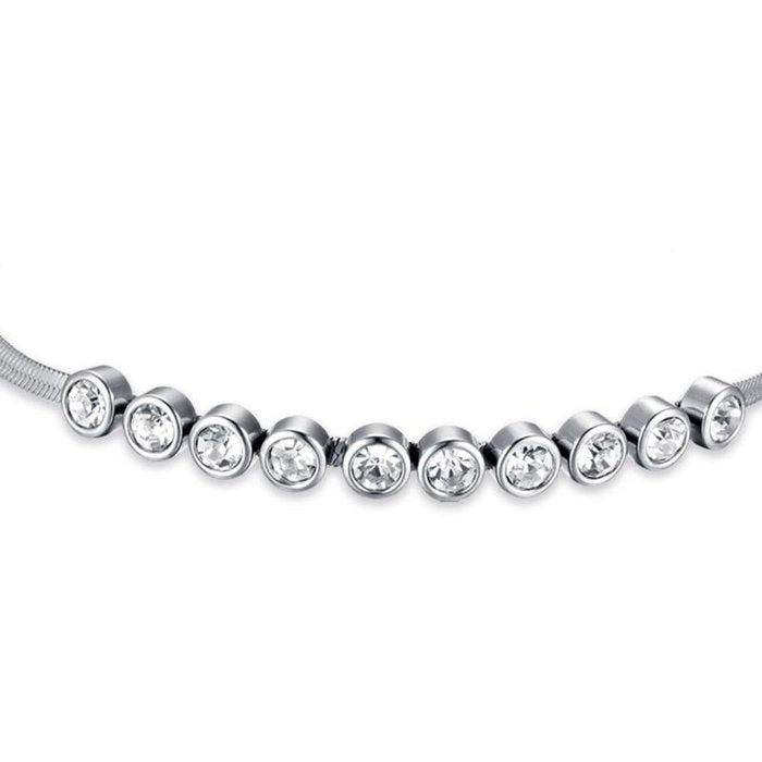 Bracciale in acciaio con pietre bianche