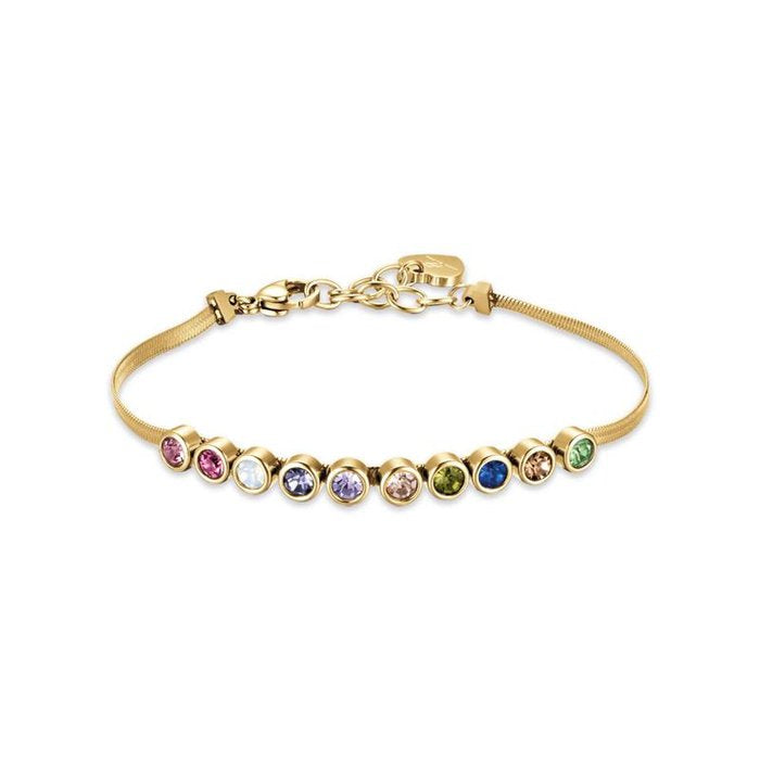 Bracciale in acciaio ip gold con pietre multicolor