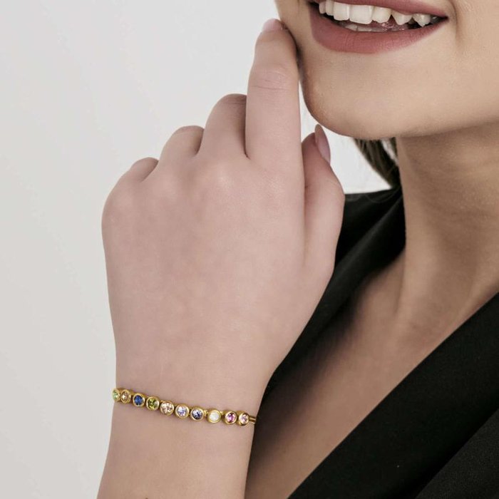 Bracciale in acciaio ip gold con pietre multicolor