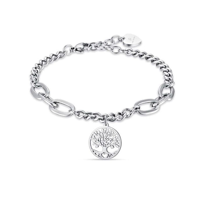 Bracciale in acciaio con albero della vita