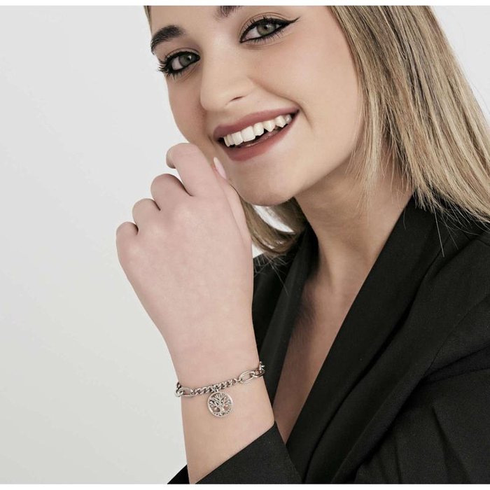 Bracciale in acciaio con albero della vita