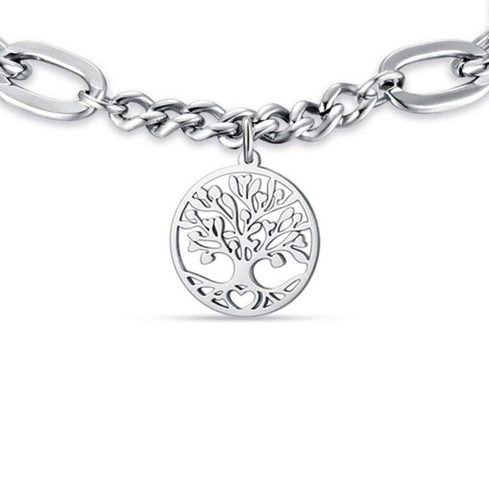 Bracciale in acciaio con albero della vita