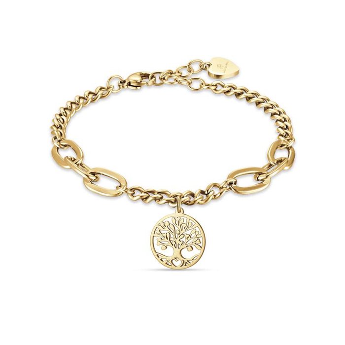 Bracciale in acciaio ip gold con albero della vita