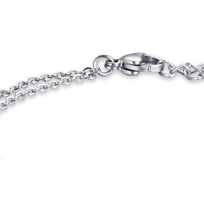 Bracciale in acciaio con quadrifoglio e cristalli