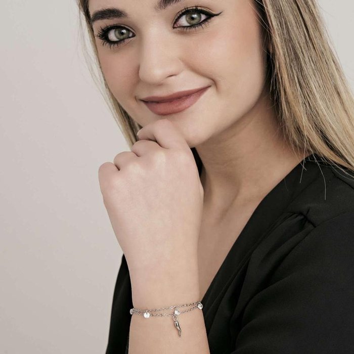 Bracciale in acciaio con corno e cristalli