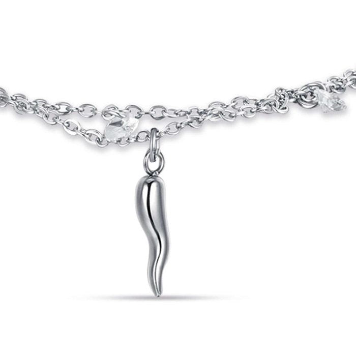 Bracciale in acciaio con corno e cristalli