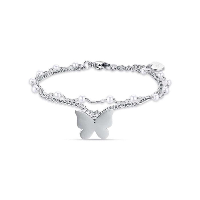 Bracciale in acciaio con farfalla