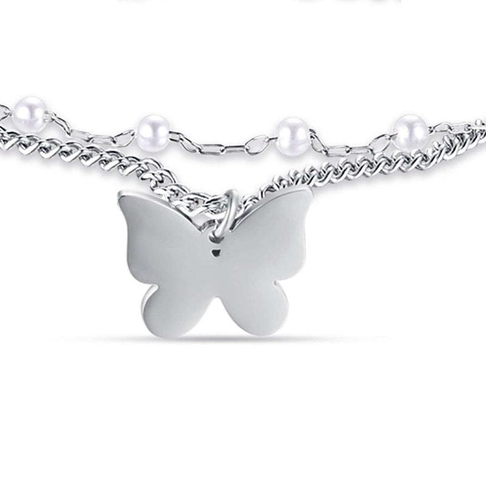 Bracciale in acciaio con farfalla
