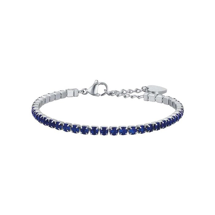 Bracciale tennis in acciaio con cristalli blu