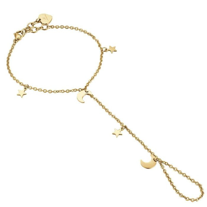Baciamano in acciaio ip gold con stelle e lune