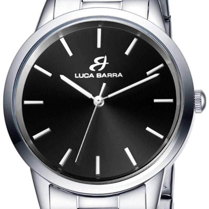 Orologio in acciaio con cassa in acciaio e quadrante nero