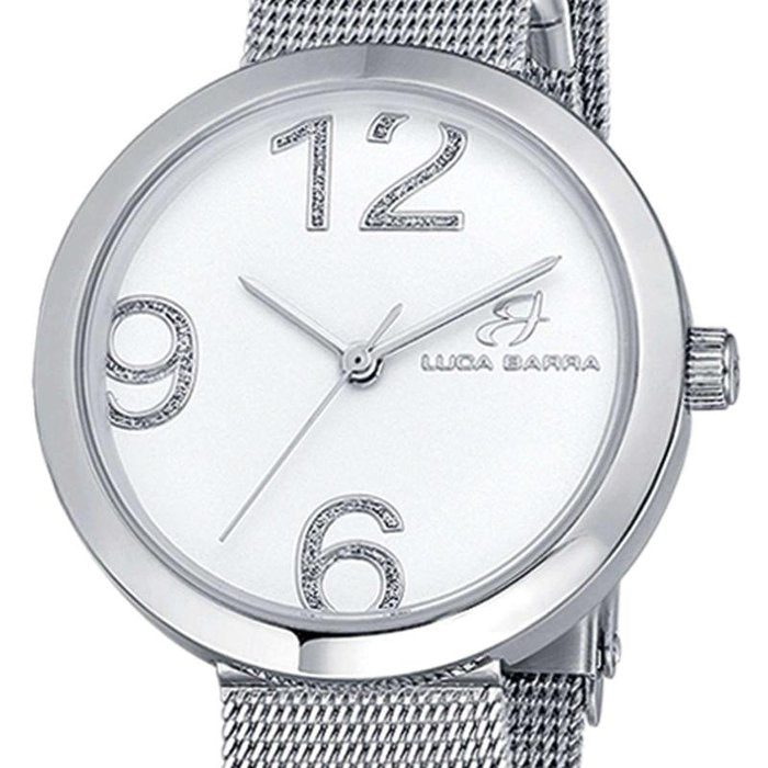 Orologio con cassa in acciaio quadrante silver e maglia milano