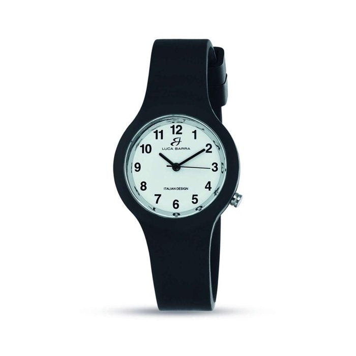 Orologio in silicone nero quadrante bianco