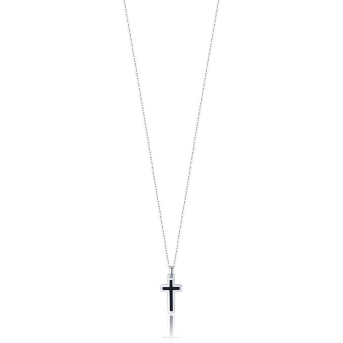 Collana in acciaio con croce ip nero