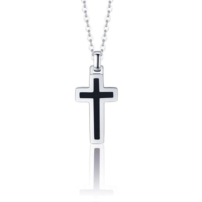 Collana in acciaio con croce ip nero