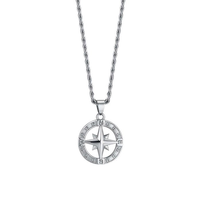 Collana in acciaio con rosa dei venti