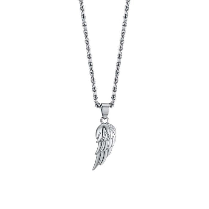 Collana in acciaio con ala