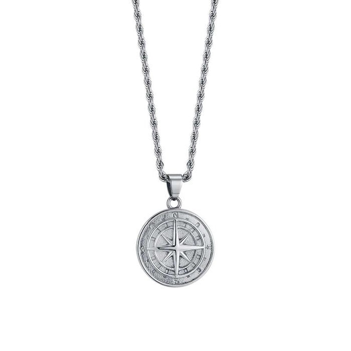 Collana in acciaio con bussola