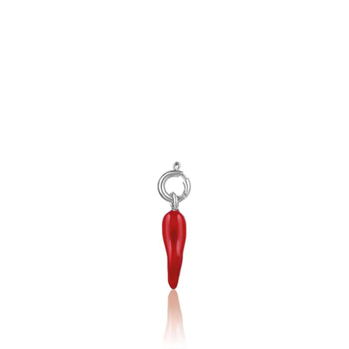 Charm Corno In Acciaio Con Smalto Rosso Da 17 Mm
