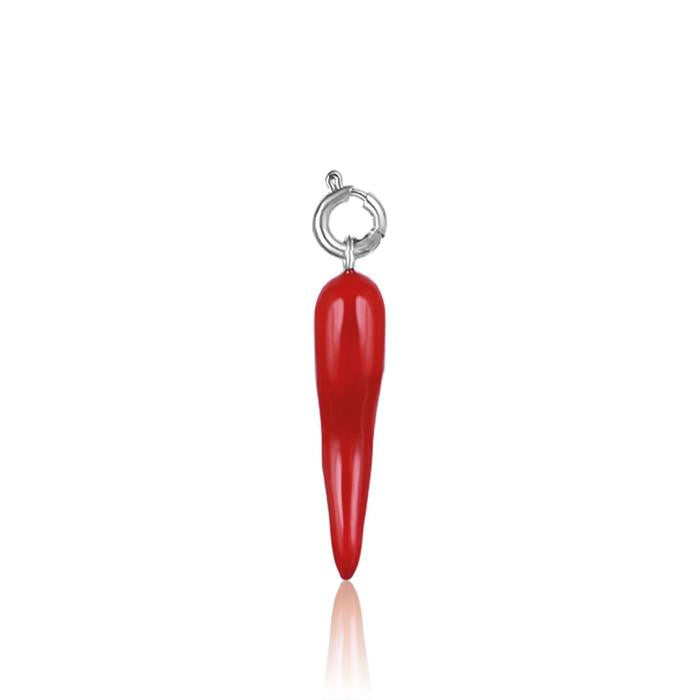 Charm Corno In Acciaio Con Smalto Rosso Da 29 Mm