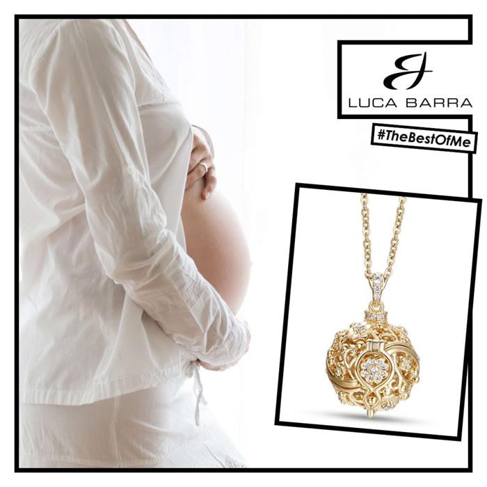 Collier Ange Appelant en Acier Doré avec Cristaux
