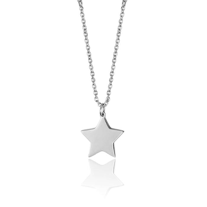 Steel Necklace With Stars And White Pearls