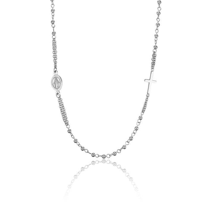 Collana Rosario In Acciaio Con Sfere In Acciaio