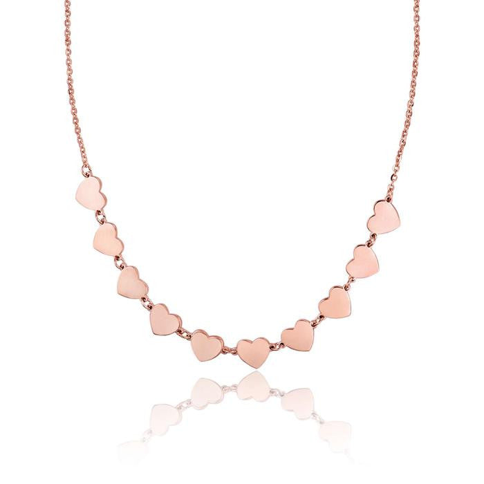 Collier en acier Ip Rose avec cœurs Ip Rose