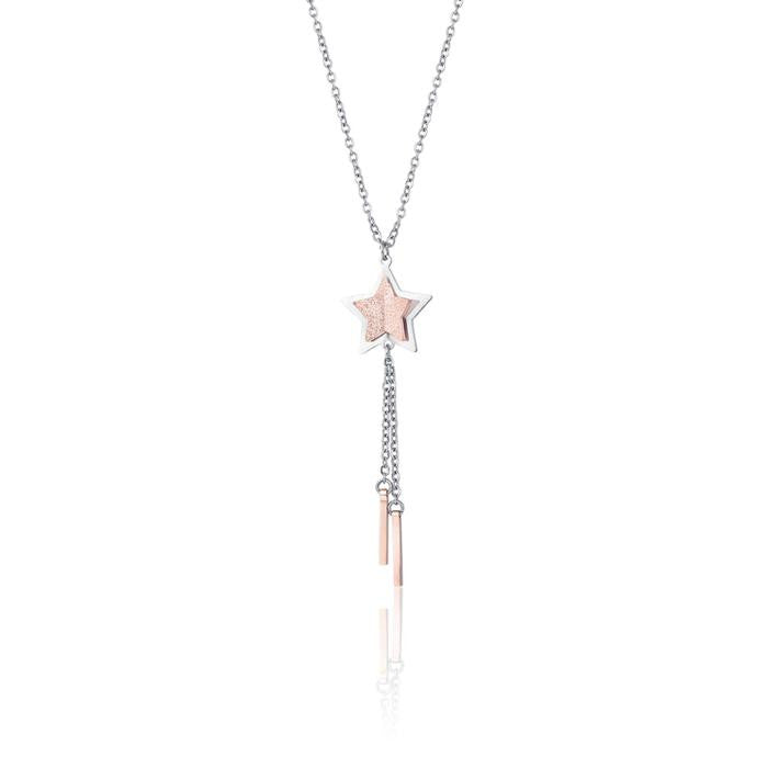 Collana In Acciaio Con Stella E Glitter Ip Rose