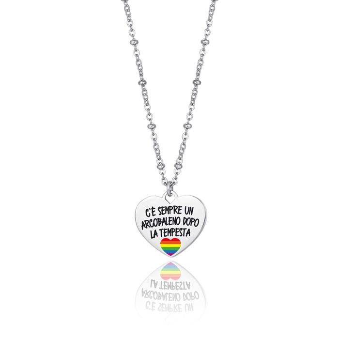 Collier en acier « Il y a toujours un arc-en-ciel après la tempête »