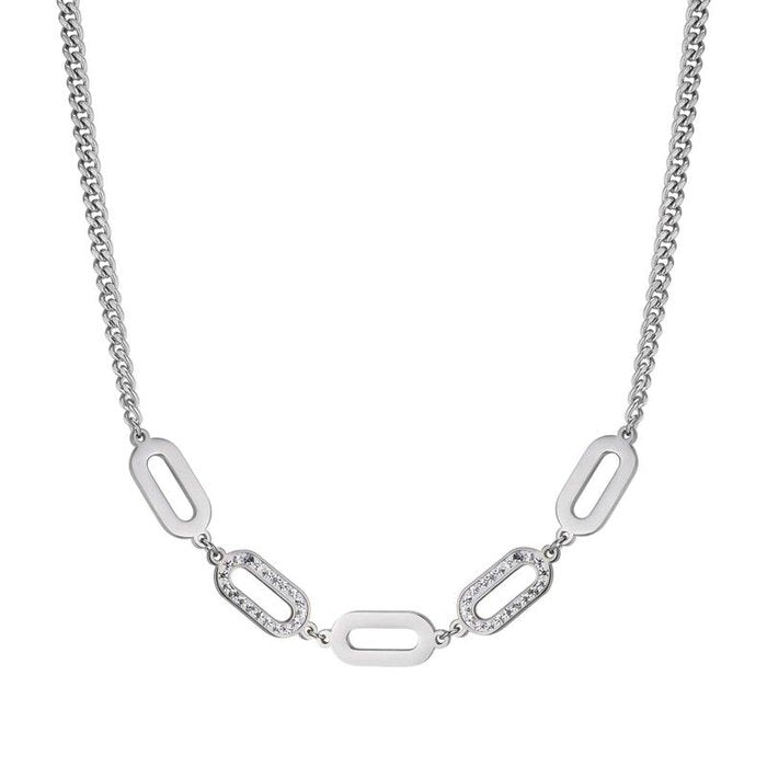 Collana in acciaio con cristalli bianchi