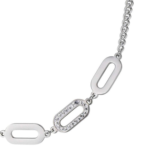 Collana in acciaio con cristalli bianchi