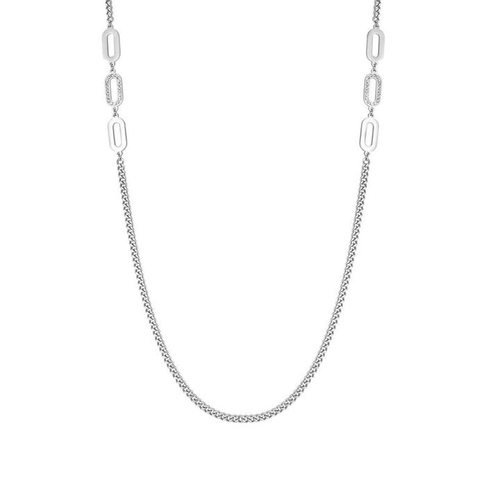 Collana in acciaio con cristalli bianchi