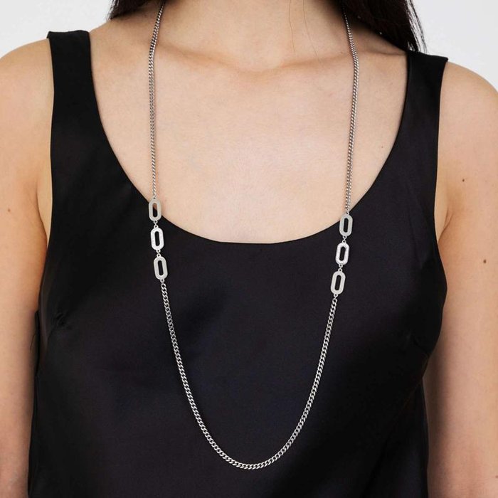 Collana in acciaio con cristalli bianchi